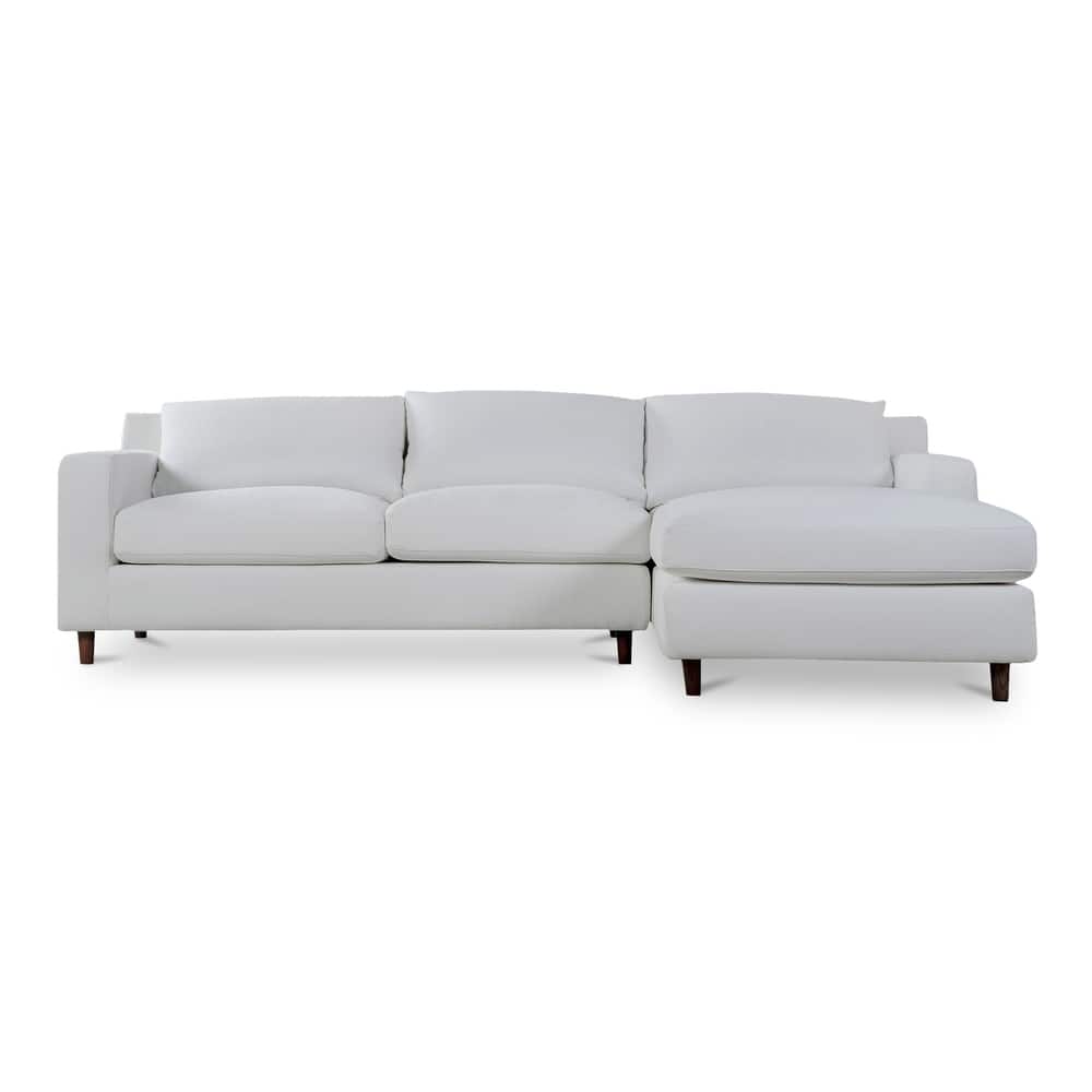 NADAAL STUDIOS Veyric Right-Facing Sectional Sofa, High Back, Chenille Performance Fabric, Feather Blend Seat, Seats 4, White