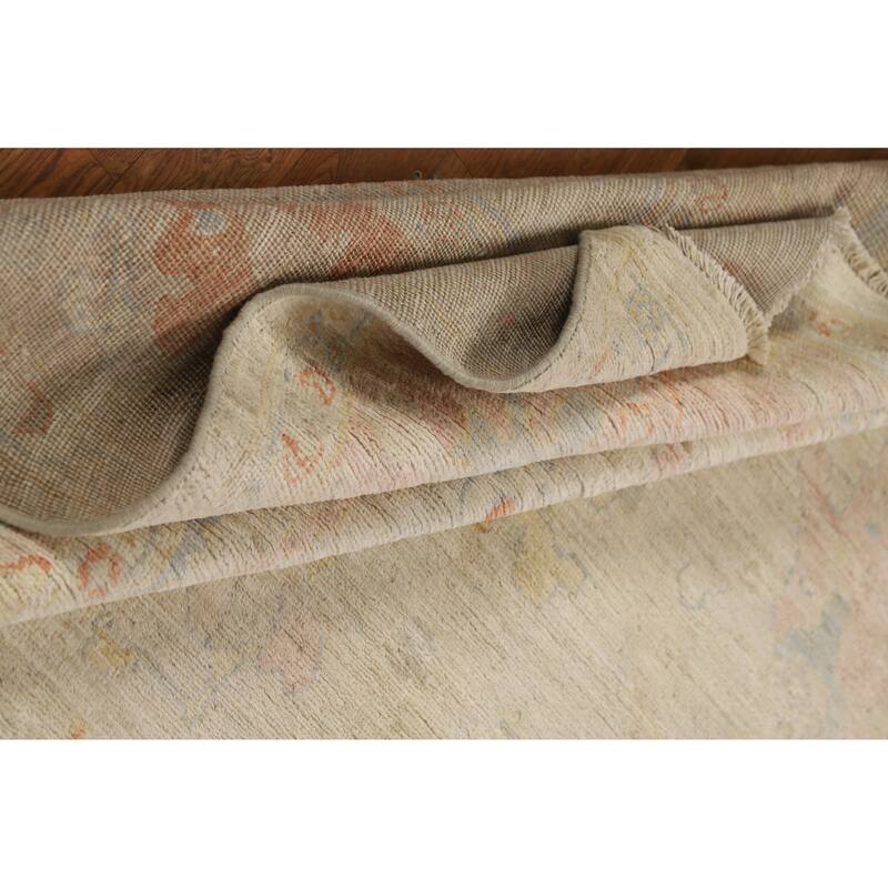 Oushak Turkish Area Rug Vegetable Dye Hand-Knotted Wool Carpet - 6'11"x 9'7"