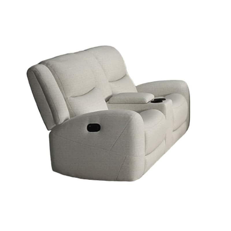 Gira 2pc Sofa and Loveseat Set, Manual Reclining, Solid Wood, Beige Fabric