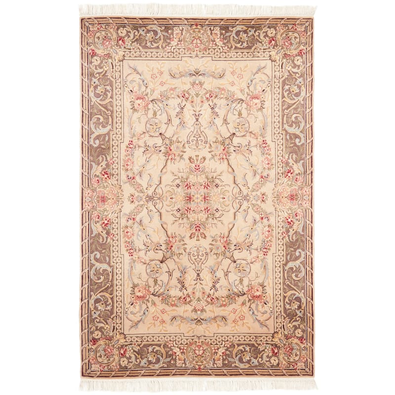 SAFAVIEH Couture Hand-knotted Royal Kerman Tiberia Traditional Oriental Wool - 3' x 5' - Beige/Tan - Runner/Rectangle