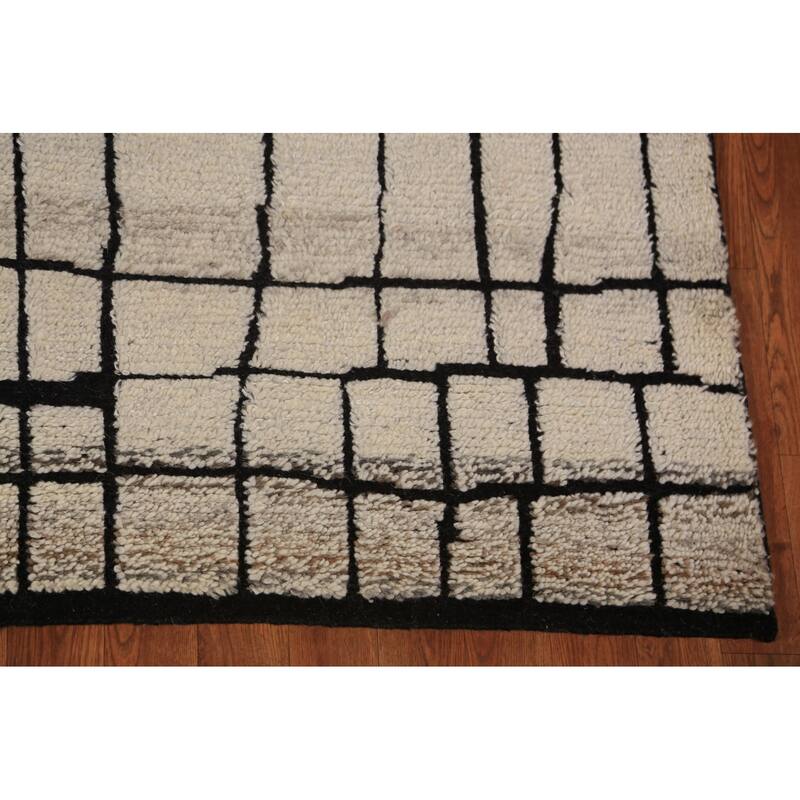 All-Over Moroccan Modern Area Rug Handmade Wool Carpet - 5'3" x 8'3"