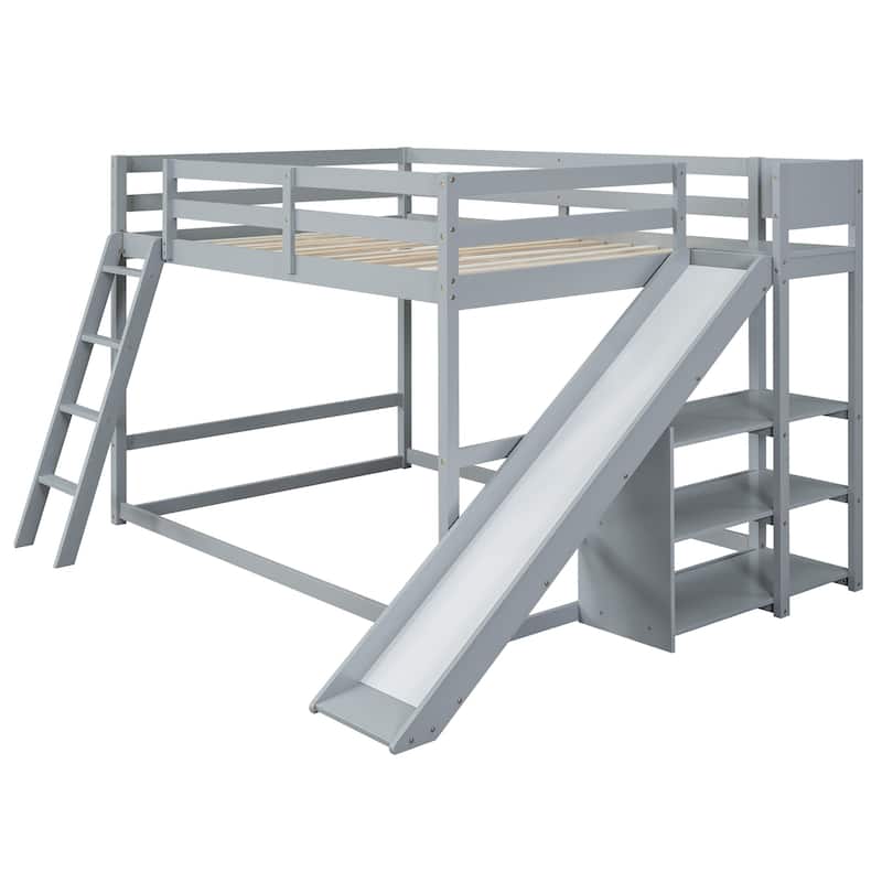 Full over Full Wood Bunk Bed with Slide