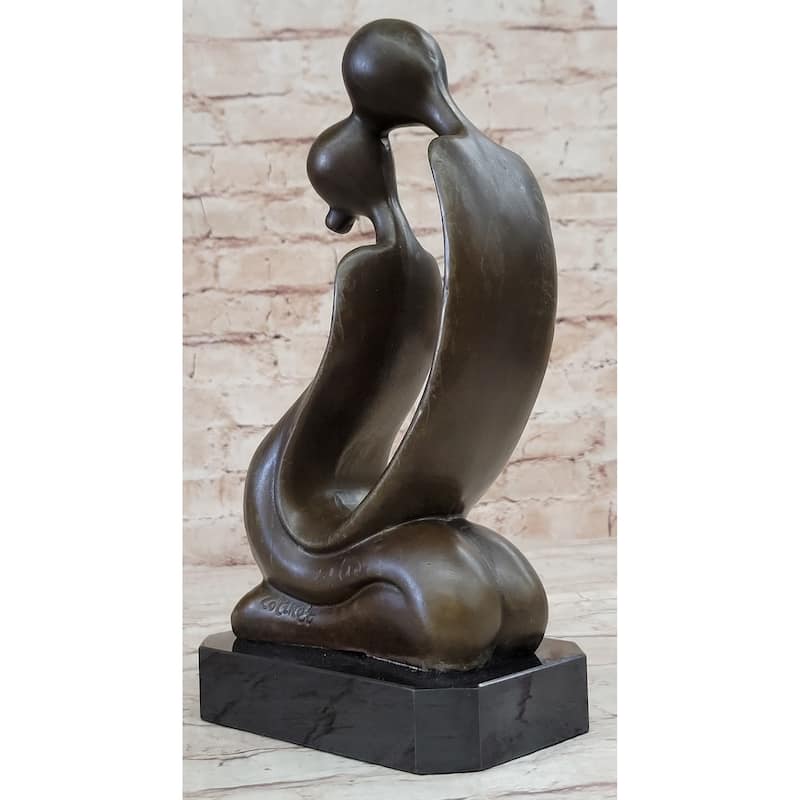 Abstract Bronze Sculpture Of A Couple Kissing - Love Romance Original Art