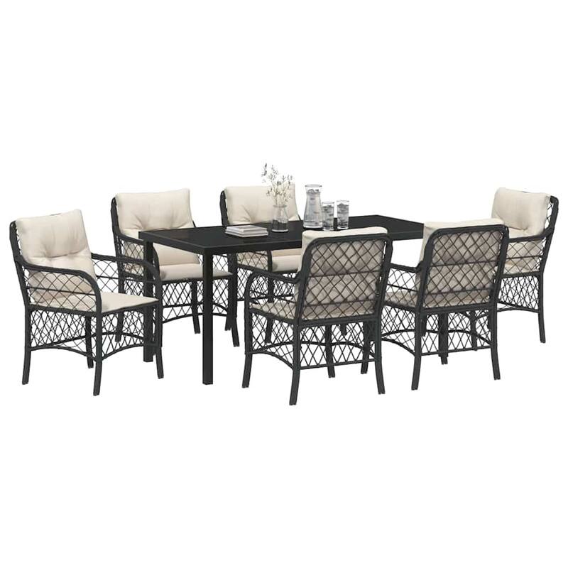 vidaXL Garden Dining Set with Cushion Poly Rattan