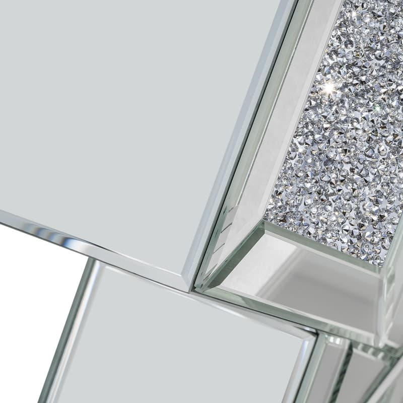 Modern Mirrored Glass Top End Table with Crushed Diamond