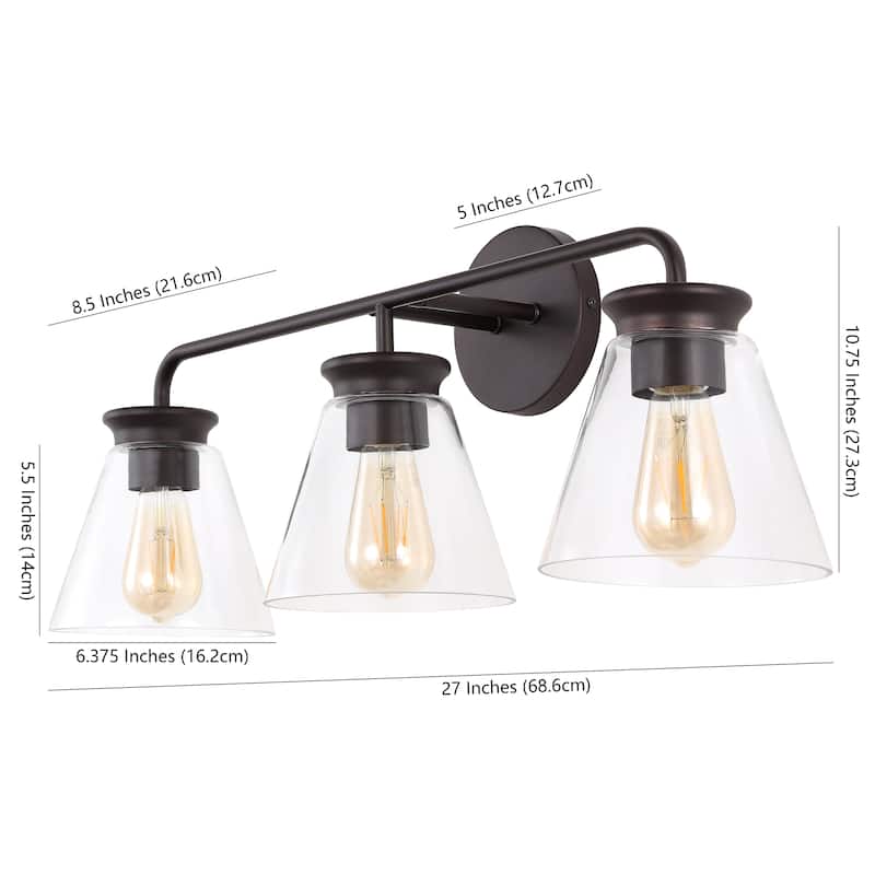 Kondo 6.38" Modern Farmhouse Iron LED Vanity, Oil Rubbed Bronze/Clear by JONATHAN Y