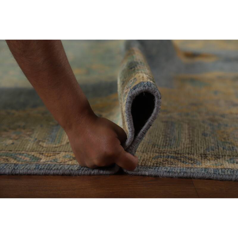 Hand Knotted Oriental 100% Wool Carpet Transitional Medallion Navy Blue & Blues Oushak Area Rug - 10' 2'' X 8' 4''