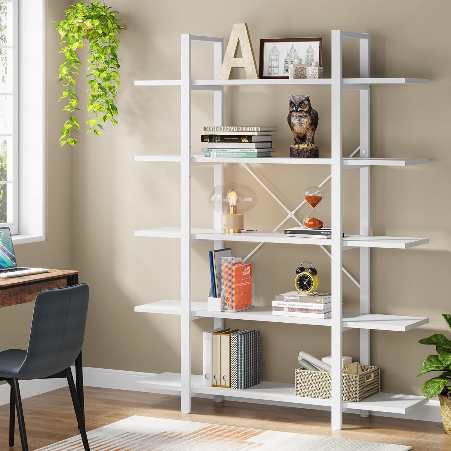 5-Tier Bookshelf, Vintage Industrial Style Bookcase - On Sale