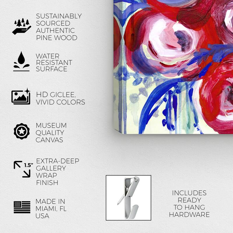 Wynwood Studio Canvas Abstract Patriotic Bouquet Red and Modern & Contemporary Wall Art Canvas Print
