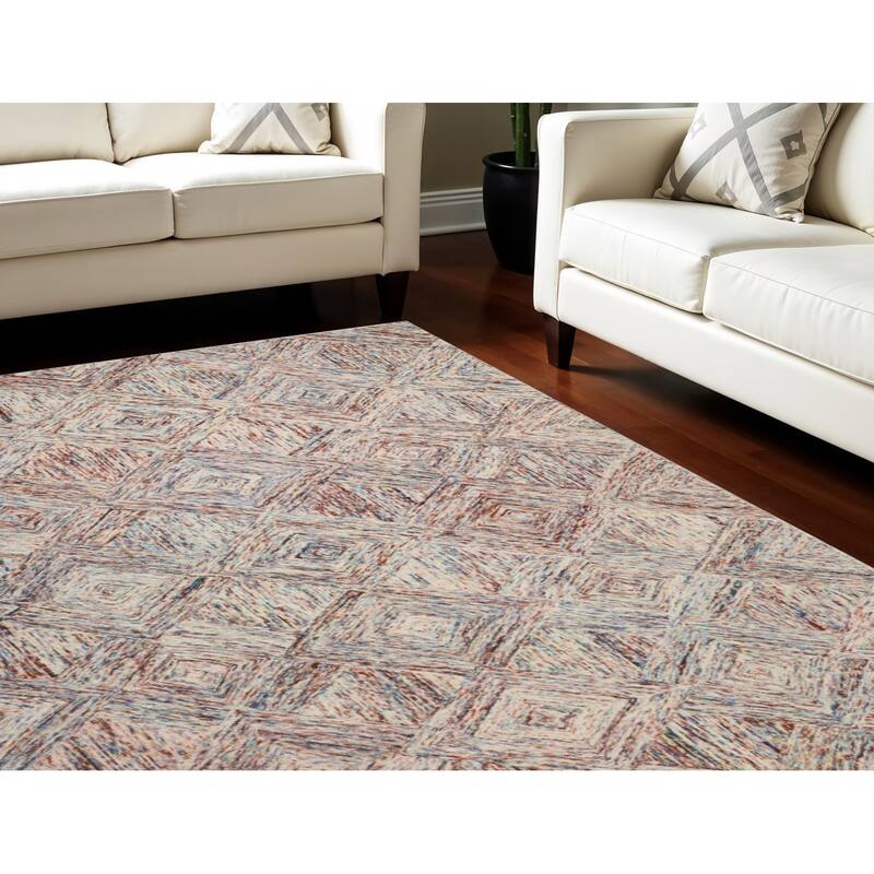Colur Power Loomed Geometric Modern Soft Area Rug By HomeRoots - 126' X '96' X '0.5 - 126' X '96' X '0.5 - Oxford Blue - Rectangle