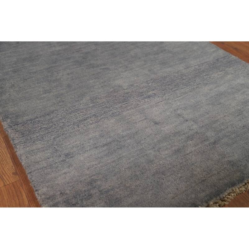 Gray Gabbeh Modern Runner Rug Handmade Wool Carpet - 2'9"x 9'7"