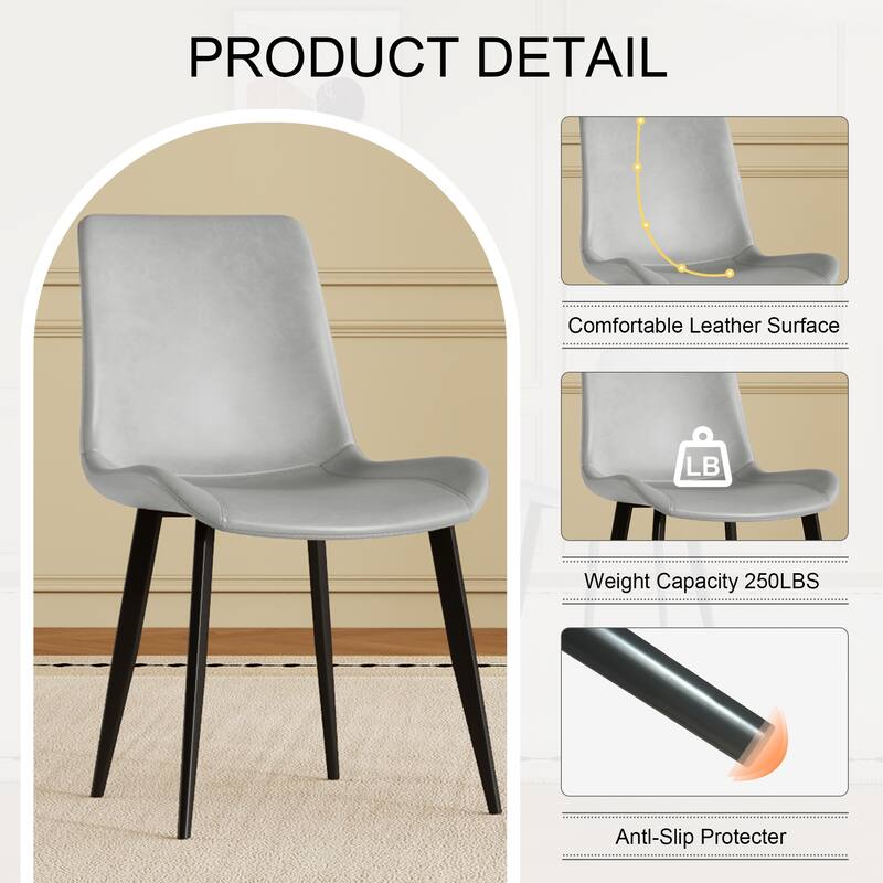 Modern Dining Chair Set Of 4 Pieces, With Floral Pu Leather Seats And Carbon Steel Legs, Suitable For Home, Restaurant