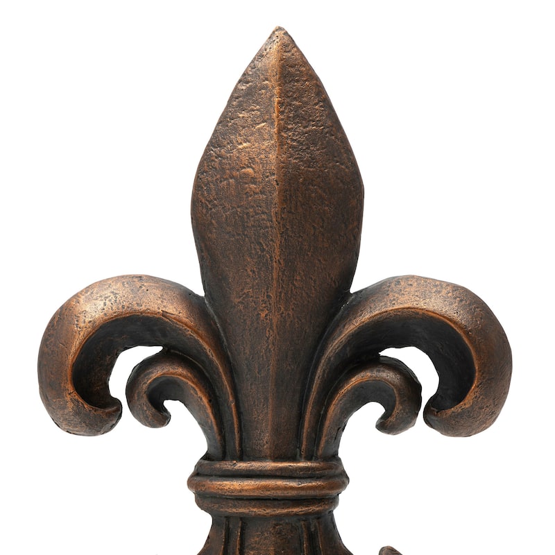 Glitzhome 21.25"H or 27.25"H MGO Bronze Standing Fleur De Lis Statue Outdoor Sculpture