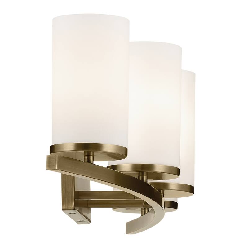 Kichler Lighting Crosby 31.25 in. 4-Light Natural Brass Vanity Light with Etched Glass
