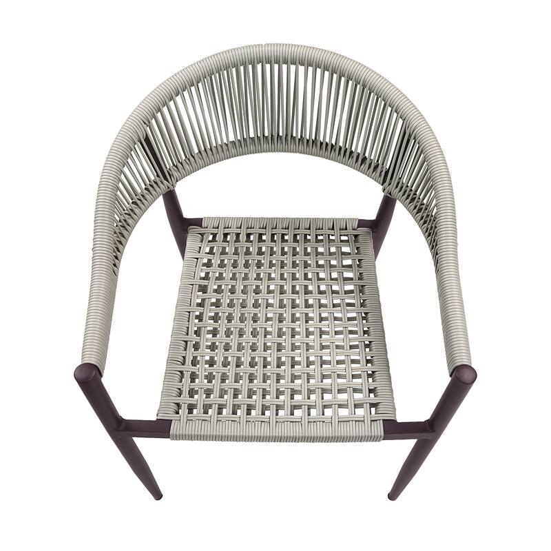Holcomb Modern Wicker Rope Curved Patio Dining Arm Chair by Furniture of America