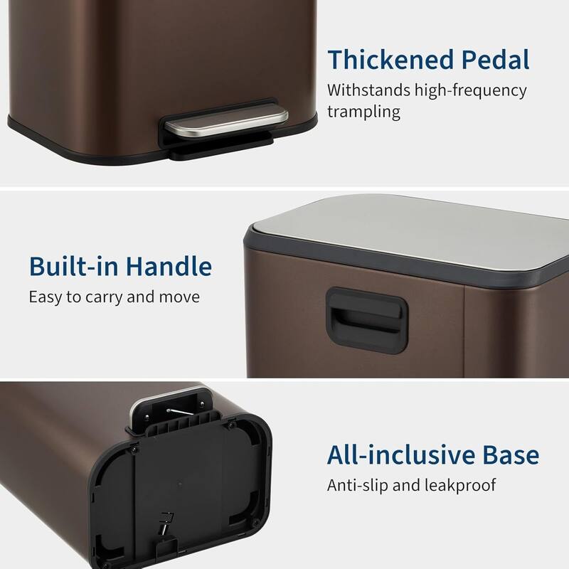 8 Gallon Trash Can with Soft Close Lid for Bathroom, Kitchen, Home, Office