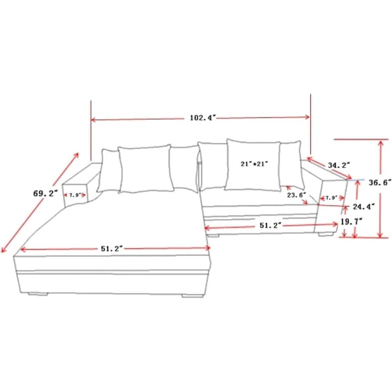Payan 102.4 inch Wide Corduroy 2-Piece Sectional Sofa