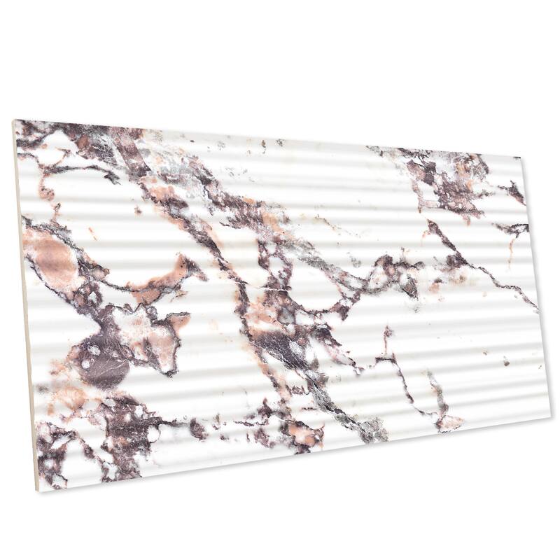 Merola Tile Touche Pleated Deco Rubis 11-3/4" x 23-1/2" Porcelain Floor and Wall Tile