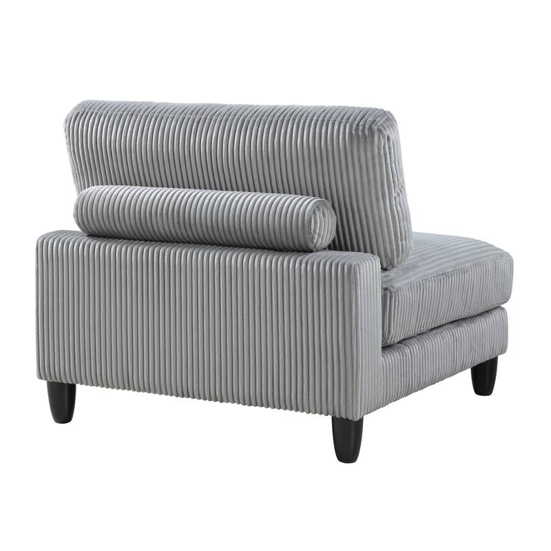 6pc Gray Corduroy Modular Sectional Set with Pillows, Wood Frame, 120x160x36 inches, 384 pounds