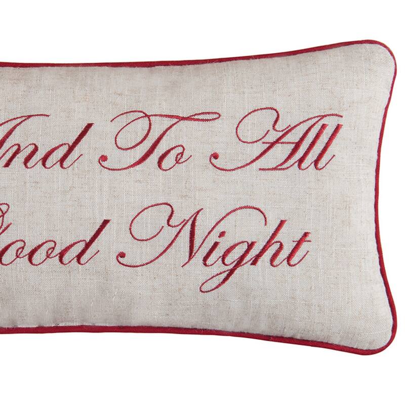 Christmas And To All A Good Night Embroidered 10x19 Throw Decorative Accent Throw Pillow