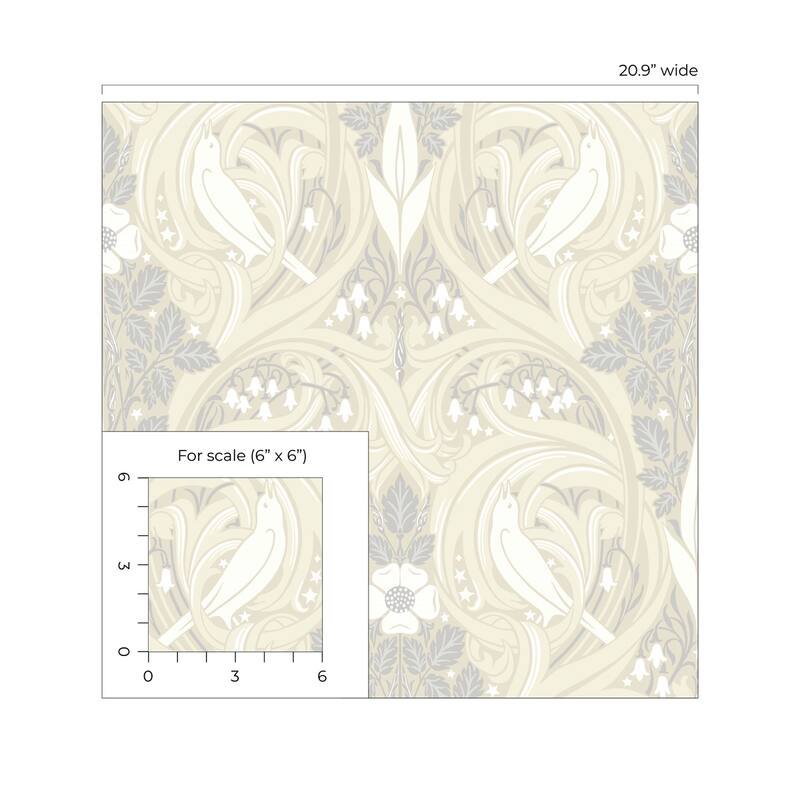Seabrook Designs Bird Scroll Nonwoven Unpasted Wallpaper