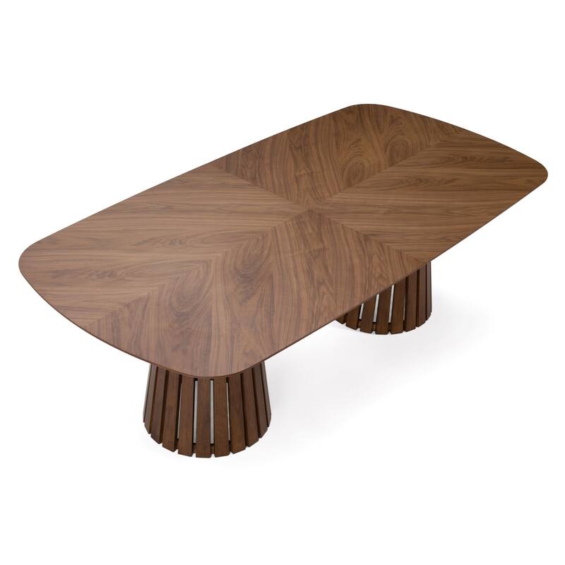 Cid Naj Dining Table, 95-118 Inch Extendable Top, Walnut Brown Solid Wood - Natural Walnut Brown