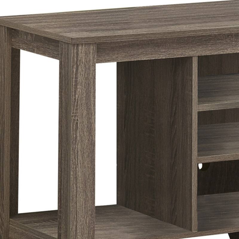 HomeRoots 48" Taupe Wood Open Shelving TV Stand - n/a