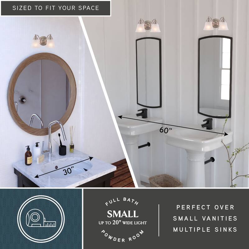Standford 2 Light Brushed Nickel Bathroom Vanity Fixture - 13-in W x 7-in H x 7-in D