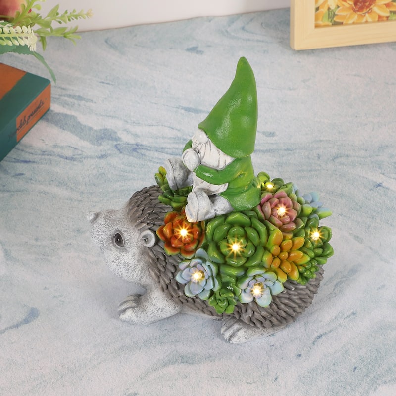 Solar Garden Outdoor Statues with LED Light - Hedgehog