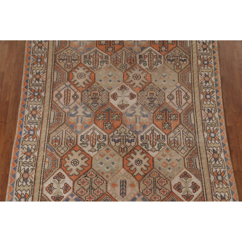 Orange Bakhtiari Persian Vintage Area Rug Handmade Wool Carpet - 6'4" x 9'3"
