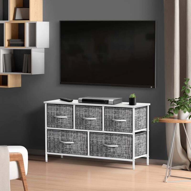 Dresser w/ 5 Drawers Furniture Storage Chest for Home, Bedroom