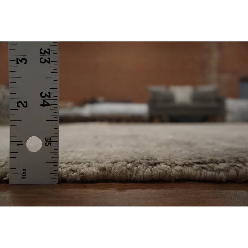 Hand Knotted Oriental Silk Carpet Tribal Contemporary Greys & Charcoal Gabbeh Area Rug - 12' 11'' X 9' 5''