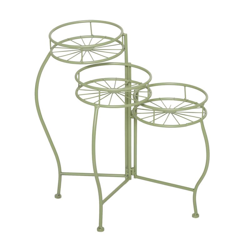 Metal Starburst Indoor Outdoor 3 Tier Indoor Outdoor Plantstand - Black, White, Green, Blue - Roche River Decor - Green - 19"W, 21"H