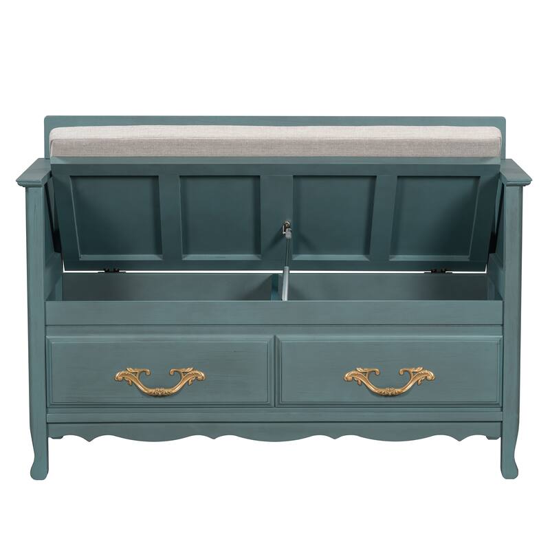Shoe Bench with Removable Cushion,Hidden Storage and Back