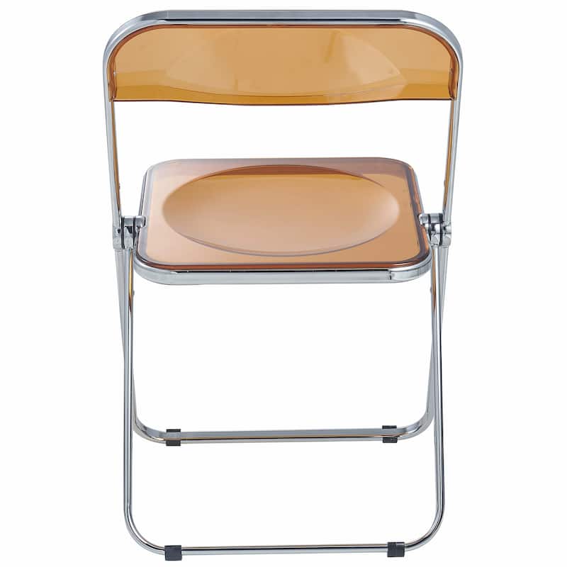 LeisureMod Lawrence Acrylic Folding Dining Chairs and Dining Table Set