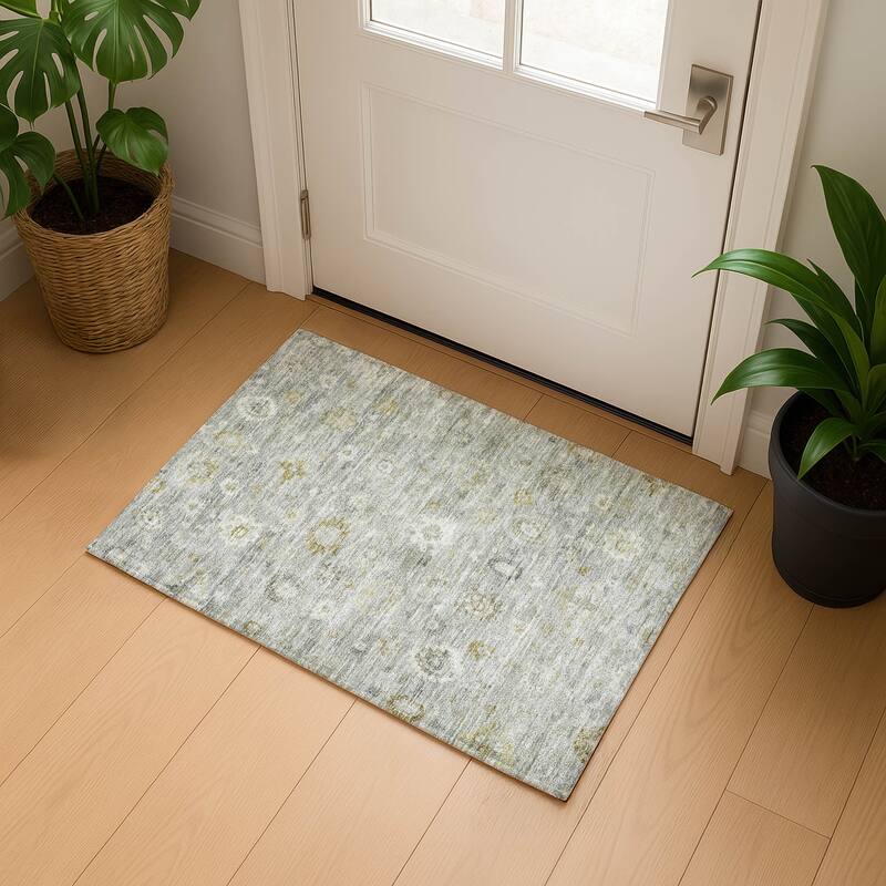 Premium Washable Super Soft Vintage Traditional Mayfield Rug - Gray - 1'8" x 2'6"