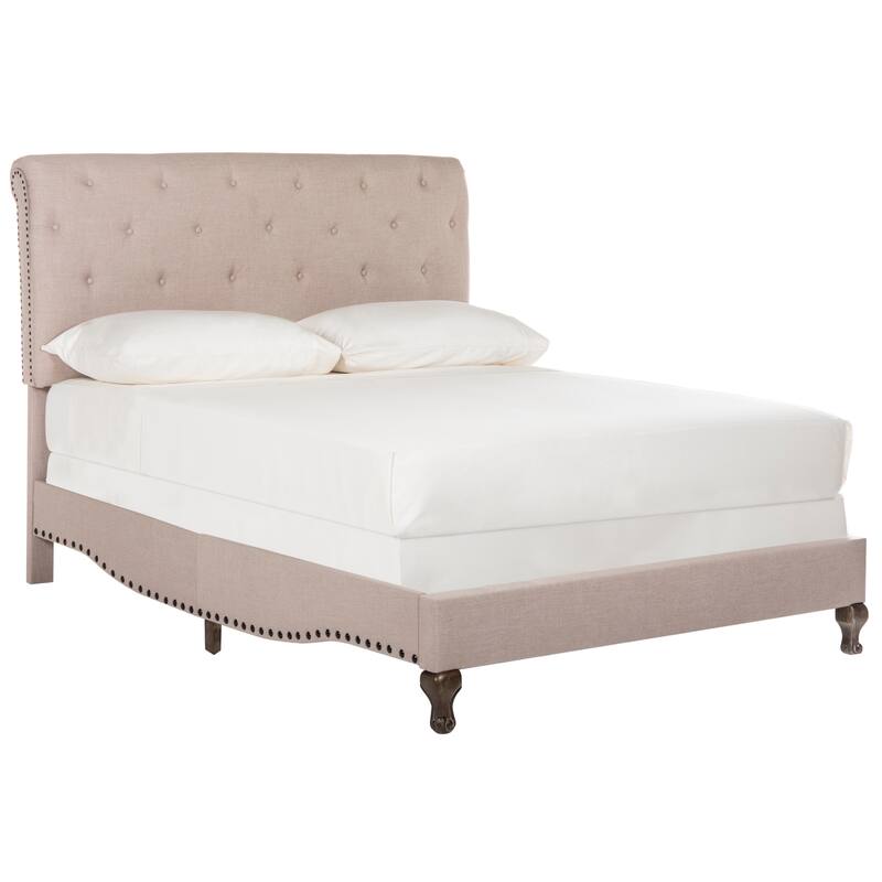 SAFAVIEH Kathie Upholstered Tufted Rolled Back Bed
