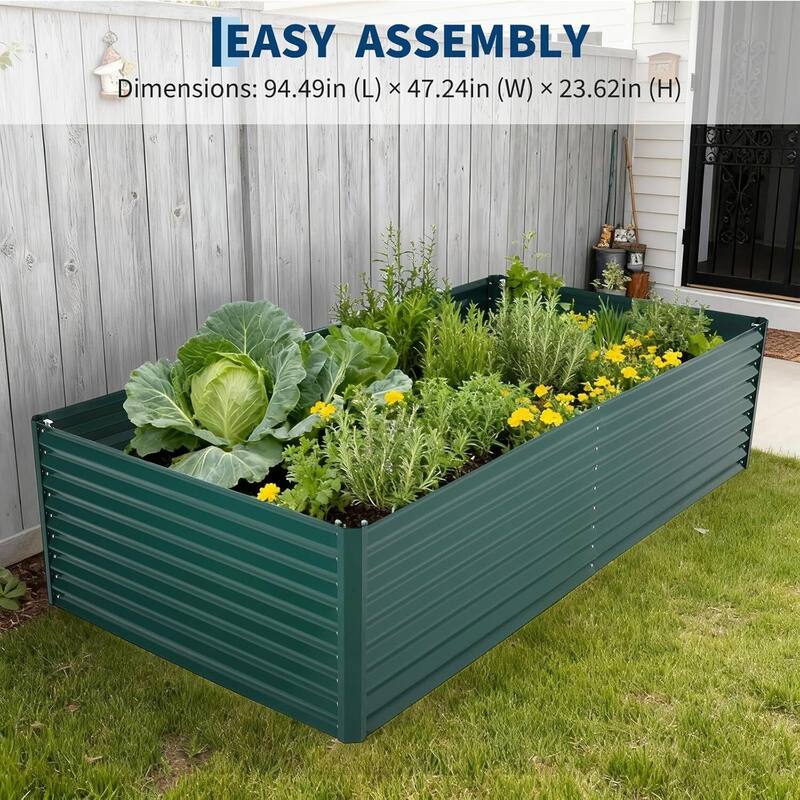 8x4x2 ft Galvanized Raised Garden Bed, Steel Planter Boxes with Zippered Cover Doors