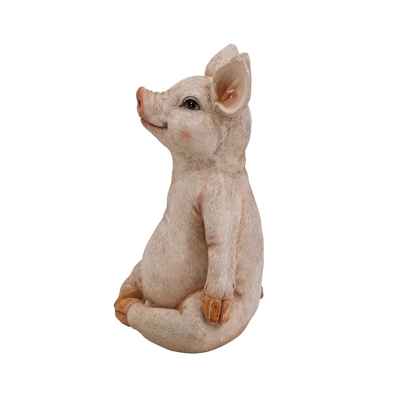 Pig In Meditation Outdoor Garden Statue - 13"