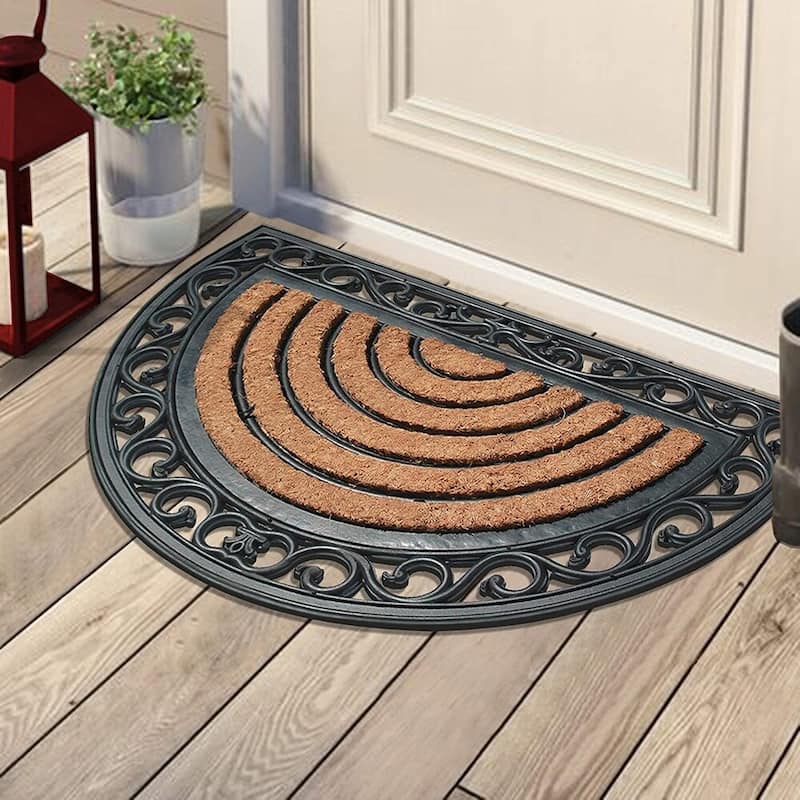 A1HC Hand-Crafted Elegant 18" x 30" Rubber Coir Door Mat