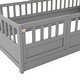 preview thumbnail 14 of 13, Grey Twin Size Pine Wood Floor Bed with High Security Barrier