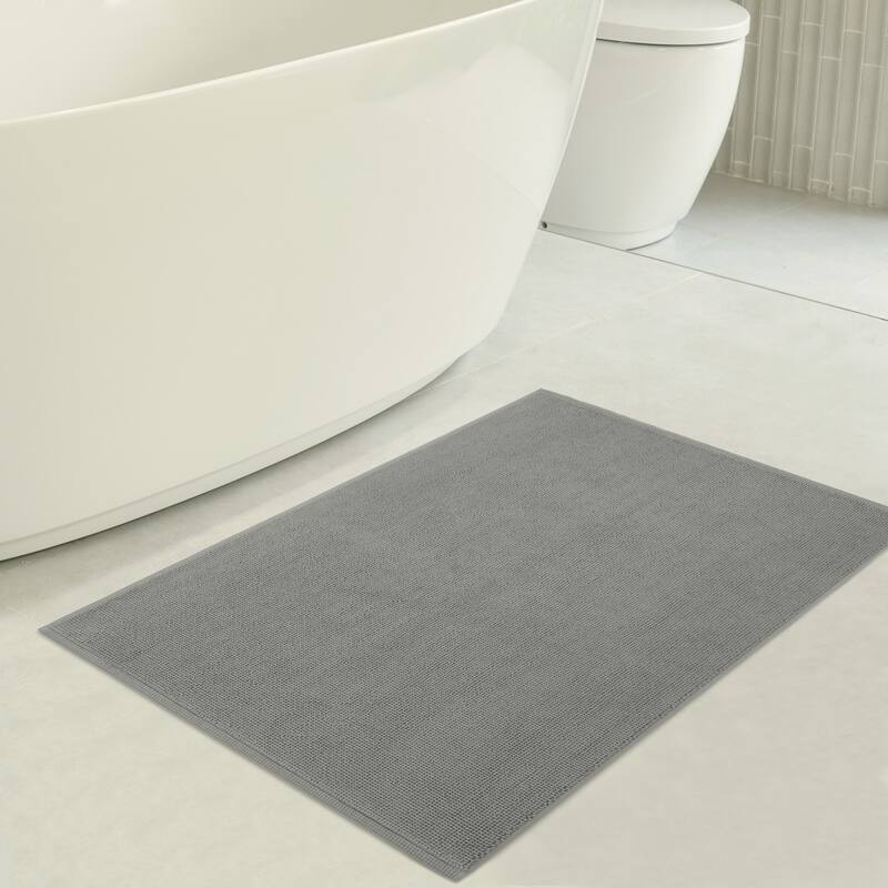 American Soft Linen 100% Cotton Bath Mat Rugs, 17x24 inches Slip Resistant Bottom Base Bath Mats for Bathroom