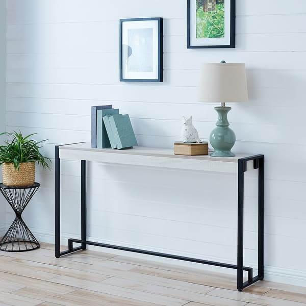 slide 2 of 17, SEI Furniture Macen Modern Narrow Industrial Console Table Black / Distressed White