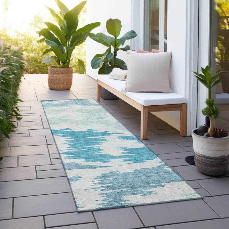 Machine Washable Indoor/ Outdoor Chantille Global Boho Rug - Teal - 2'3" x 7'6"