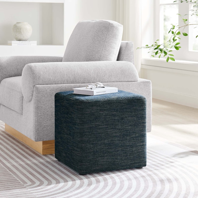 Callum 17"/28" Square Woven Heathered Fabric Upholstered Ottoman