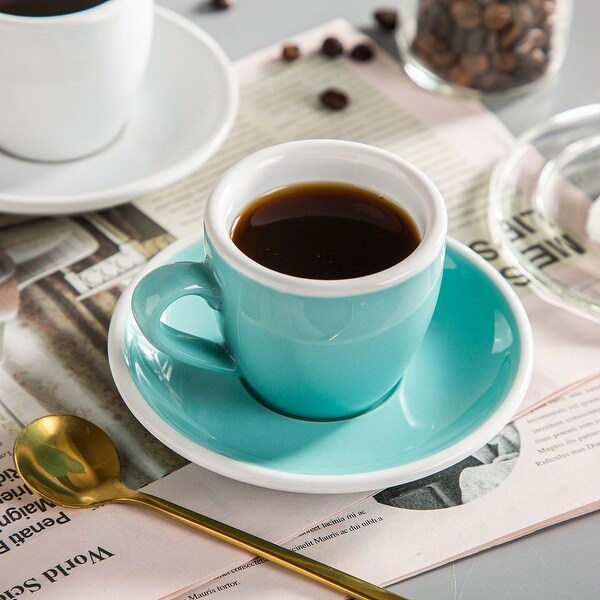 LOVECASA 6-Colors Porcelain Coffee Cup And Saucer Set