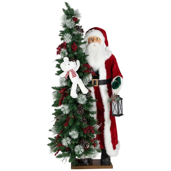 Pre-lit Life Sized Santa Claus with Polar Bear and Tree Christmas ...
