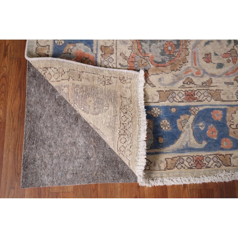Tabriz Vintage Persian Rug Hand-Knotted Blue Wool Carpet - 8'4" x 11'3"