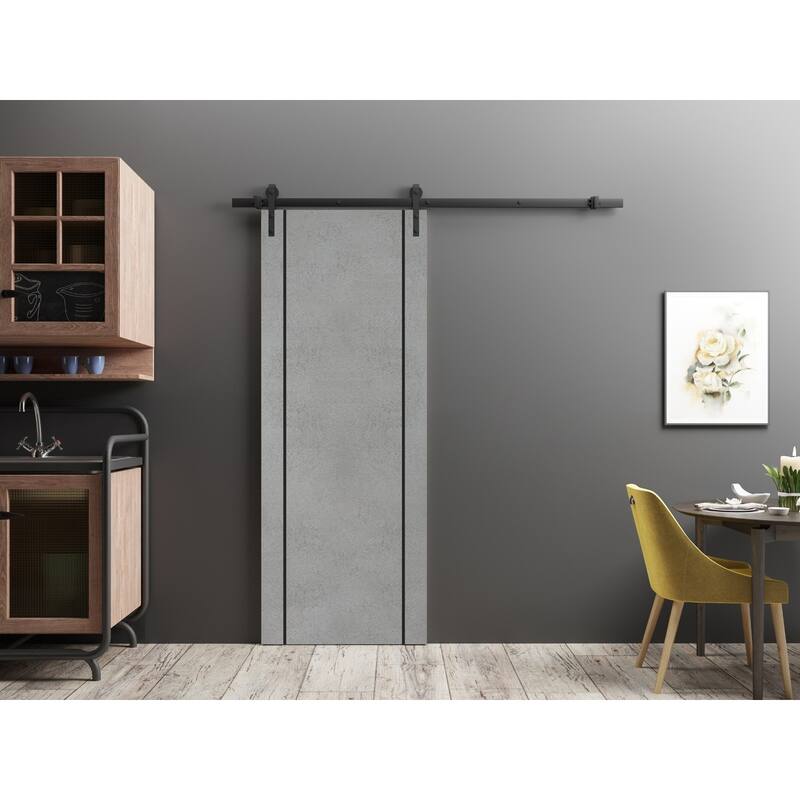 Sturdy Barn Door 18 x 80 Planum 0016 Concrete with 6.6FT