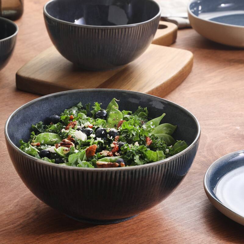 Gibson Elite Sandy Pines 4 Piece Nesting Bowl Set, 4", 5.5", 7" & 9" Round Stoneware Reactive Glaze Finish, Prep & Serving Bowls